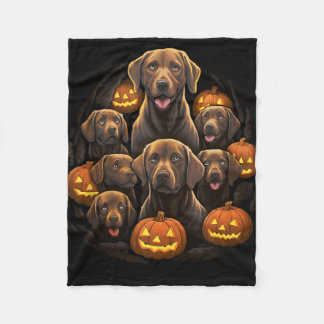 Funny Labrador Retriever Chocolate Pumpkin Hallowe Fleecefilt