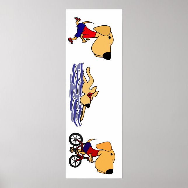 Funny Labrador Retriever Triathlete Poster (Framsidan)