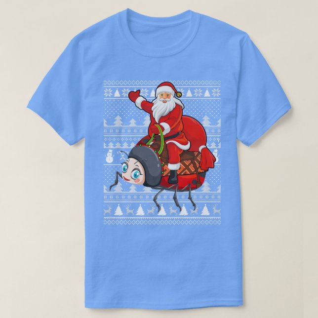 Funny Ladybug Älskare Santa Riding Ladybug Ugly Ch T Shirt (Design framsida)