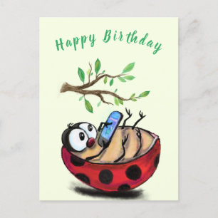 Funny Ladybug Birthday Card Vykort