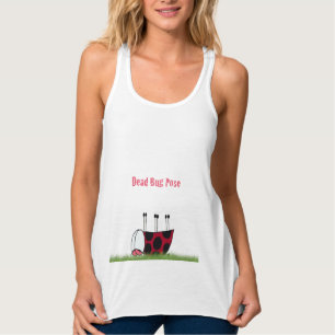 Funny Ladybug Dead Kryp Yoga Pose Linne Med Racerback