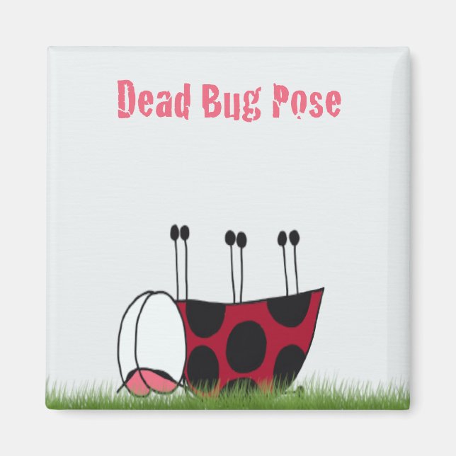 Funny Ladybug Dead Kryp Yoga Pose Magnet (Framsidan)