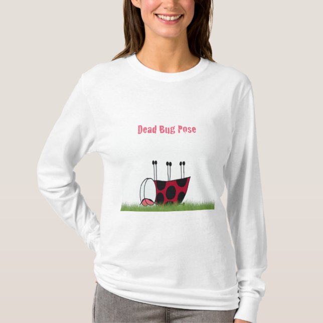 Funny Ladybug Dead Kryp Yoga Pose T Shirt (Framsida)