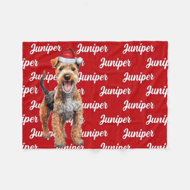 Funny Lakeland Terrier Hund Namn Mönster jul Fleecefilt (Framsidan (Horisontell))