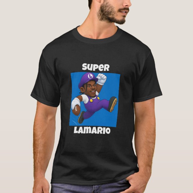Funny Lamar Jackson x Mario T-Shirt (Framsida)