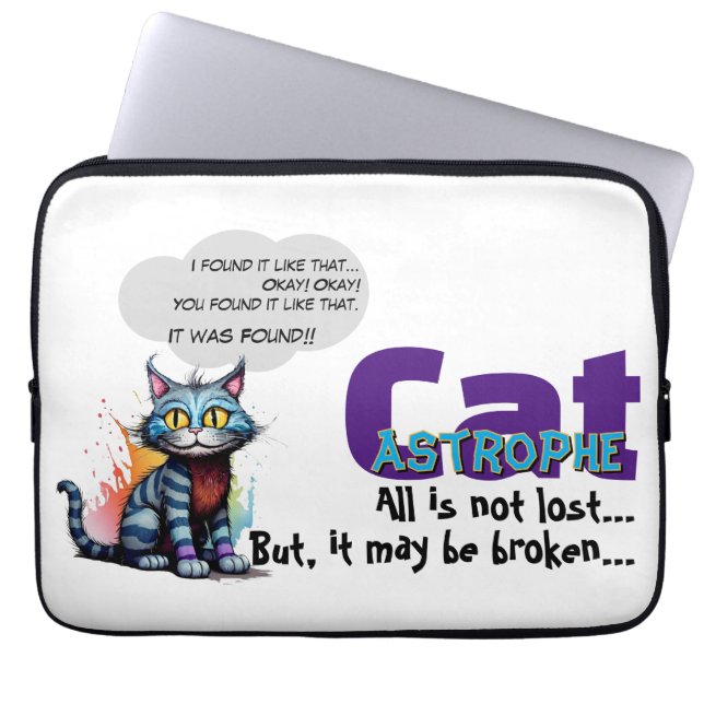 Funny Laptop Sleeve – CatAstrophe: ...not lost (Framsidan)