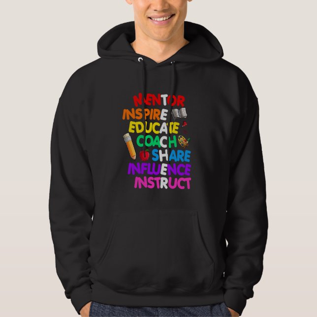 Funny lärardefinition Inspire Educate Lycklig Tea Hoodie (Framsida)