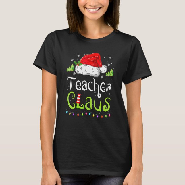 Funny lärare Claus jul Pajamas Santa Hat Fa T Shirt (Framsida)