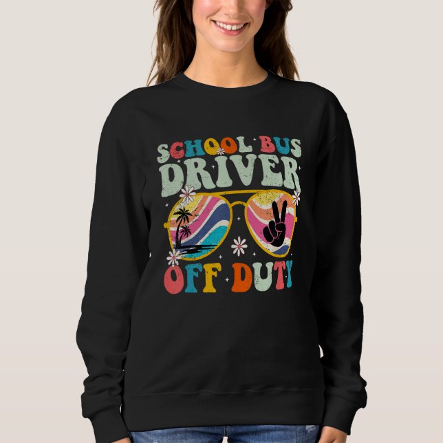 Funny Last Day of School Groovy School Bus Driver  T Shirt (Framsida)