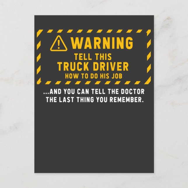 Funny Lastbil-drivrutin citat Trucker Joke Vykort (Framsida)