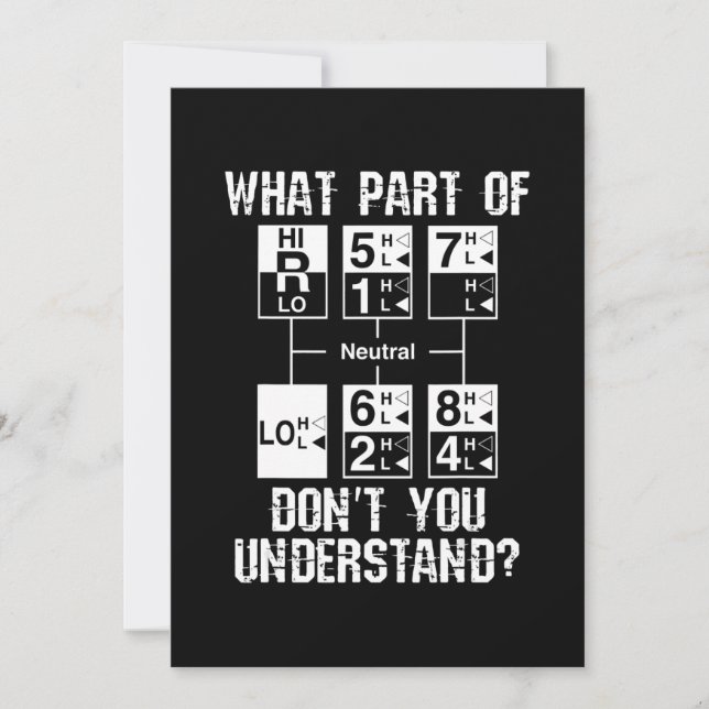 Funny Lastbil-drivrutin förstår inte Gift Inbjudningar (Framsida)