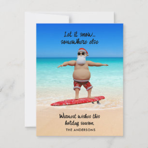 Funny Låt det snöa Florida Santa Surfing Helgdag Julkort