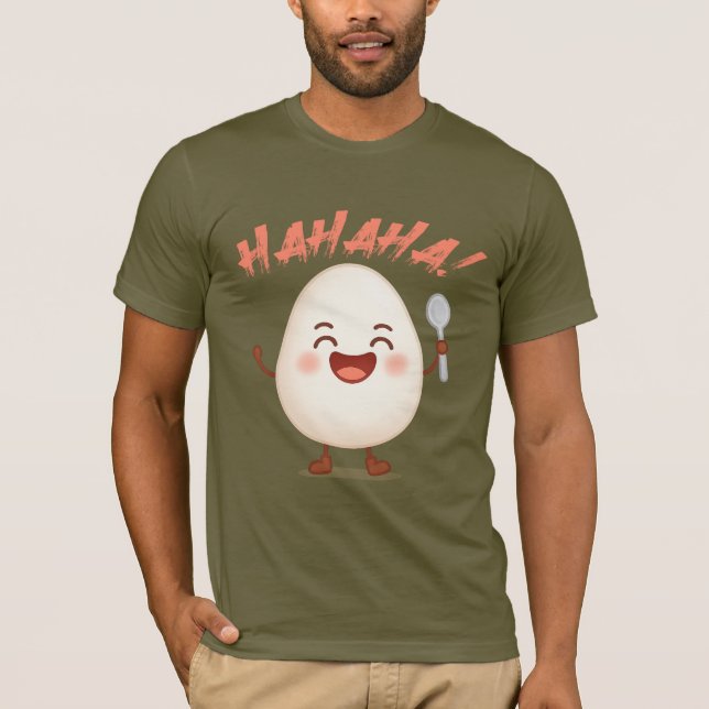Funny Laughing Egg Cartoon Bella+Canvas T-Shirt (Framsida)