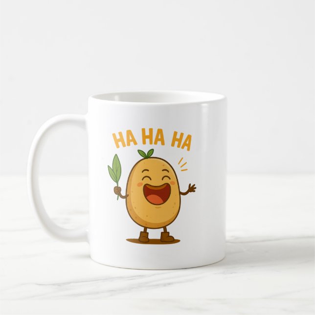 Funny Laughing Potato Mug Kaffemugg (Vänster)