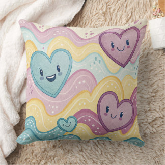 Funny laughing smiling hearts Design cushion  Kudde