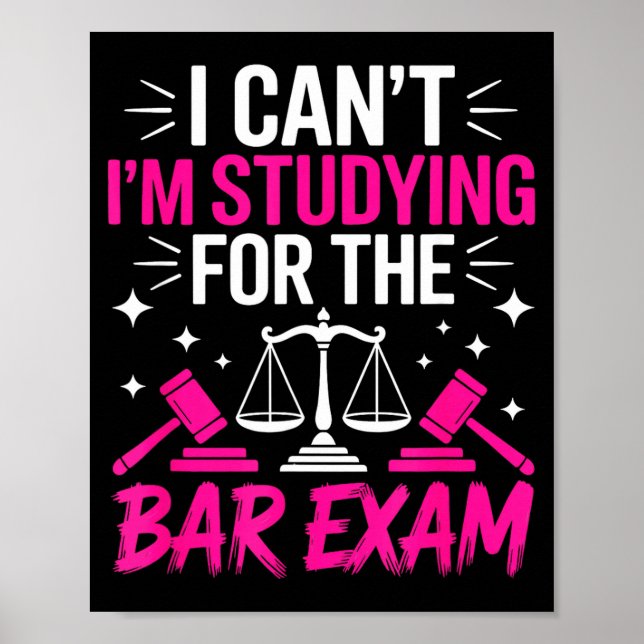 Funny Law School Student Gift - Can't Studying For Poster (Framsidan)