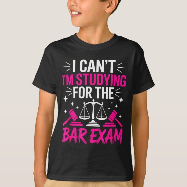 Funny Law School Student Gift - Can't Studying For T Shirt (Framsida)