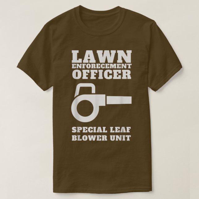 Funny Lawn Care officer leaf blower unit  T Shirt (Design framsida)