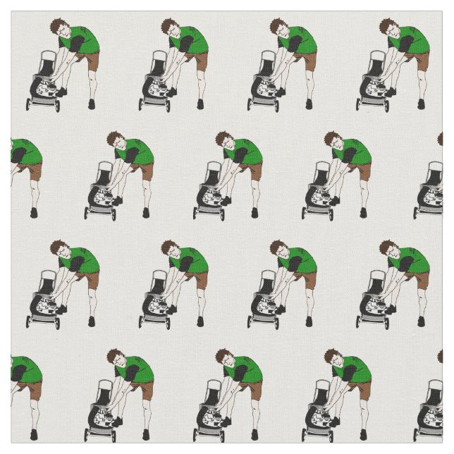 Funny Lawnmower Man Tecknad Tyg (Närbild)