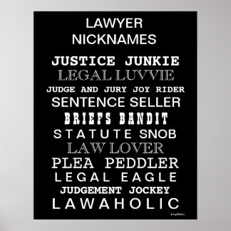 Funny Lawyer Nickname and Synonyms Office Poster