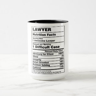 Funny Lawyer Nutrition Facts Mugg
