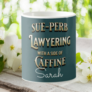 Funny Lawyer Sue-perb Lawyering Personlig Kaffemugg