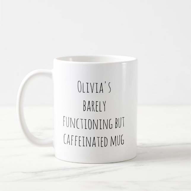 Funny Lazy Caffeine Quote Personalized Name Kaffemugg (Vänster)
