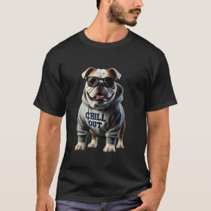 Funny Lazy English Bulldog Hund Chillin Hundar Chi T Shirt