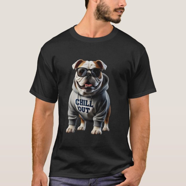 Funny Lazy English Bulldog Hund Chillin Hundar Chi T Shirt (Framsida)