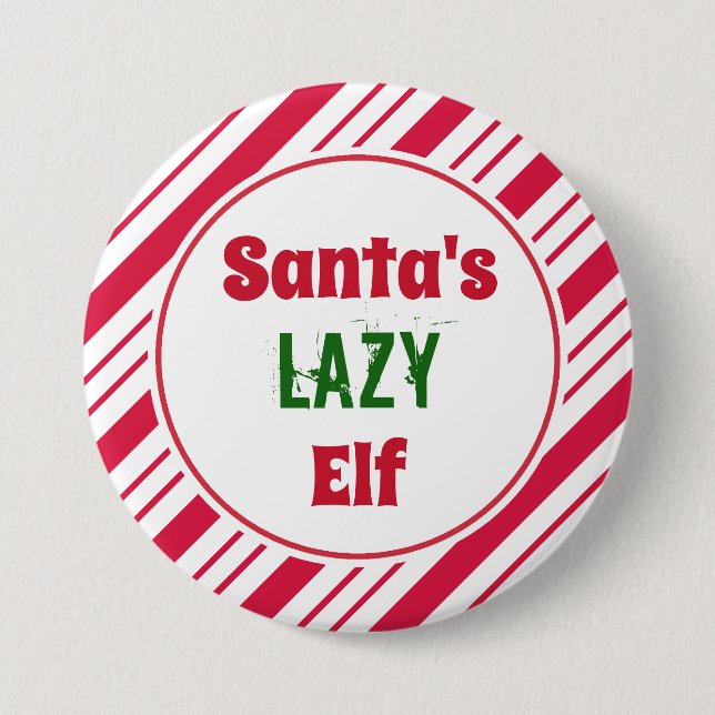 Funny Lazy jul Elf Button Pin Knapp (Framsida)