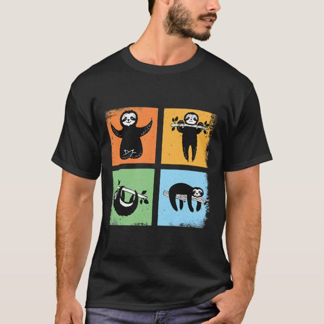 Funny Lazy Sloth Retro Vintage Stil T Shirt (Framsida)