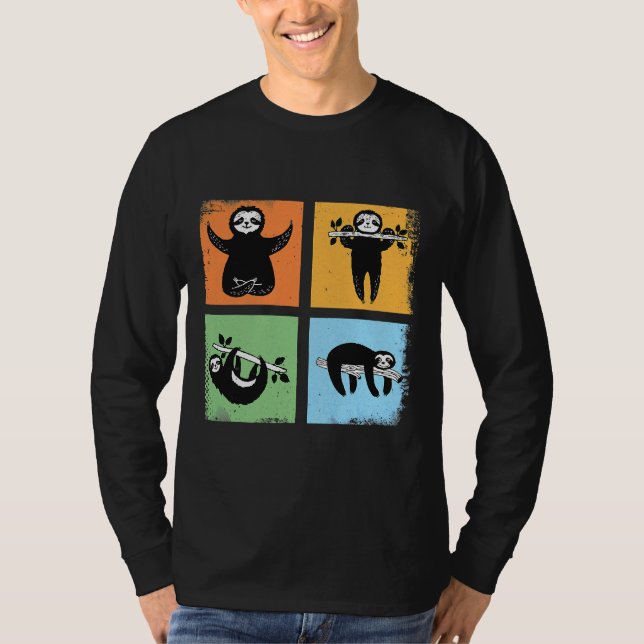 Funny Lazy Sloth Retro Vintage Stil T Shirt (Framsida)