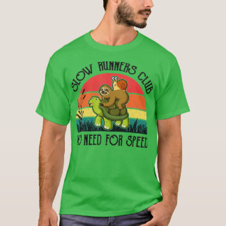 Funny Lazy Sloth  Snail Riding Turtle Slow Runners T Shirt