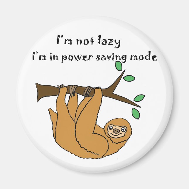 Funny Lazy Sloth Tecknad Magnet (Framsidan)
