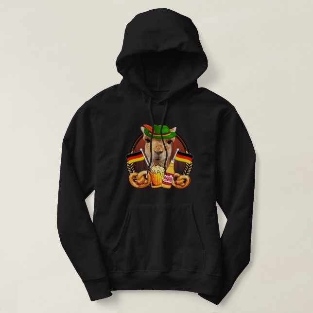 Funny Lederhosen Llama German Beer Drinkers Oktobe Hoodie (Design framsida)