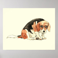 Funny Ledsen Beagle-Hund för vattenfärgsfärg