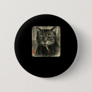 Funny Ledsen Cat Smoking Cigarette Meme Älskare Su Knapp
