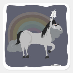 Funny Ledsen Emo Unicorn Ensam Fyrkantigt Klistermärke