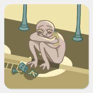 Funny Ledsen Guy Sticker Fyrkantigt Klistermärke