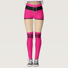 Funny Leggings Faux Rosa Kort och Socks Stil