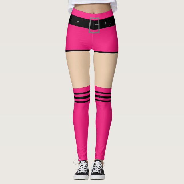 Funny Leggings Faux Rosa Kort och Socks Stil (Framsida)