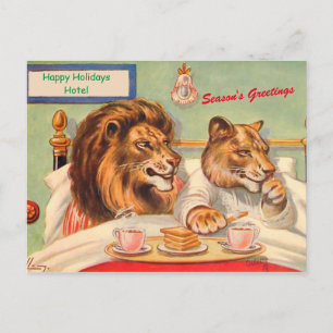 Funny Lejon i Helgdag Hotel Season Greetings Vykort