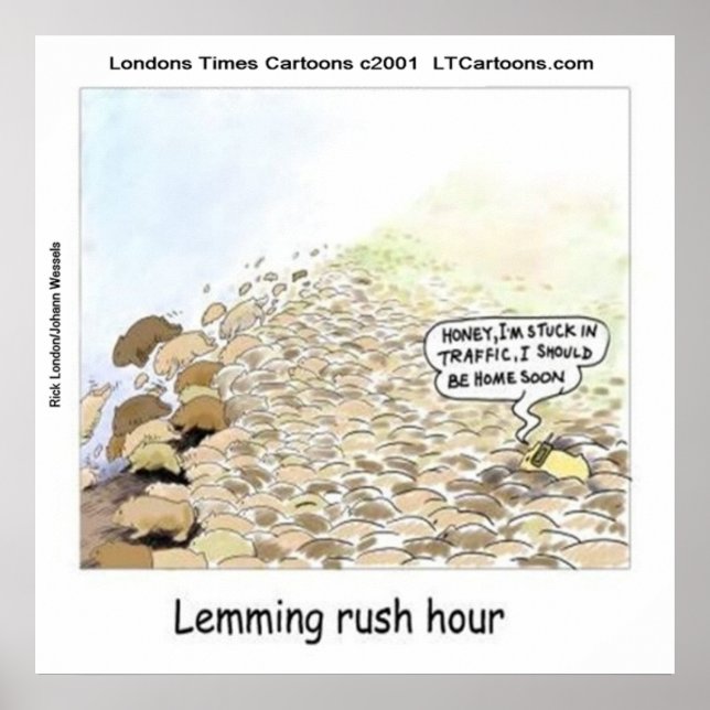 Funny Lemmings Rush Hour Poster (Framsidan)