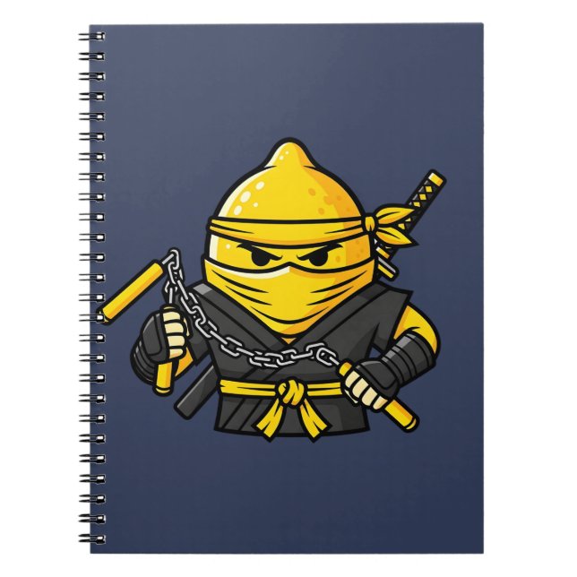 Funny Lemon Shinobi Ninja Nunchucks Illustration Anteckningsbok (Framsidan)