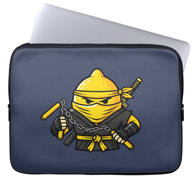 Funny Lemon Shinobi Ninja Nunchucks Illustration Laptop Fodral (Framsidan)