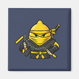 Funny Lemon Shinobi Ninja Nunchucks Illustration Magnet