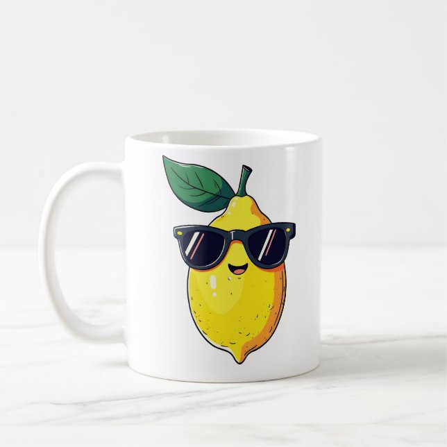 Funny Lemon Sunglasses Kaffemugg (Vänster)