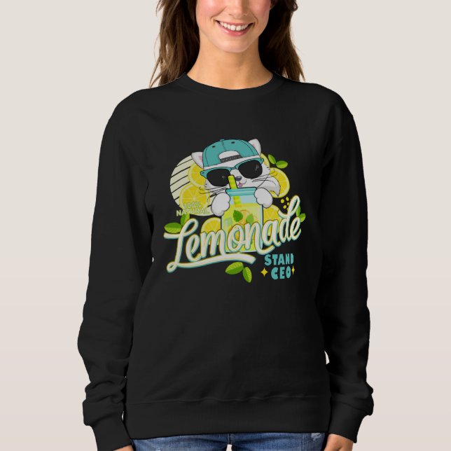Funny Lemonade Stand CEO Cute Cat Lemon Juice Busi T Shirt (Framsida)