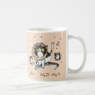 Funny Leo Stjärntecken Zodiac Cat med mane & krona Kaffemugg