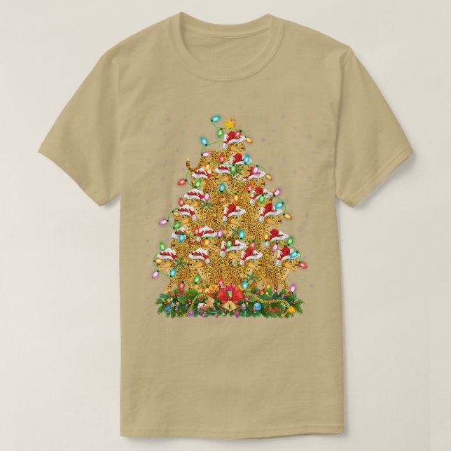 Funny Leopard Älskare Matching Santa Leopard Chris T Shirt (Design framsida)